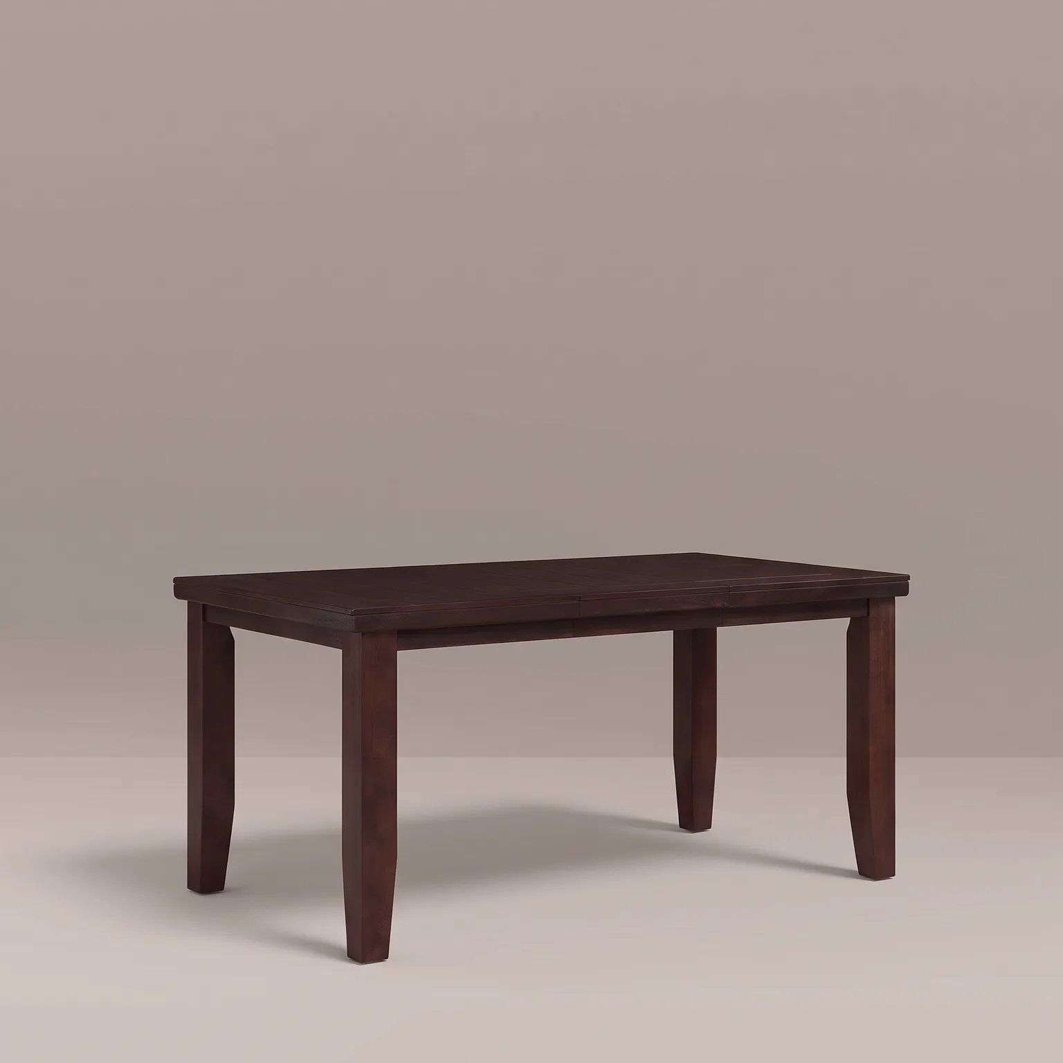 48" Dark Brown Dining Table, three-quarter view