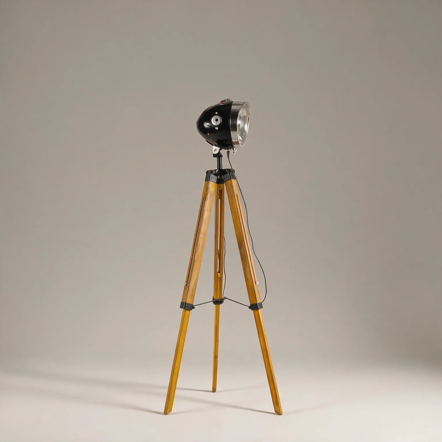 35" Brown Tripod Floor Lamp With Cone, front view