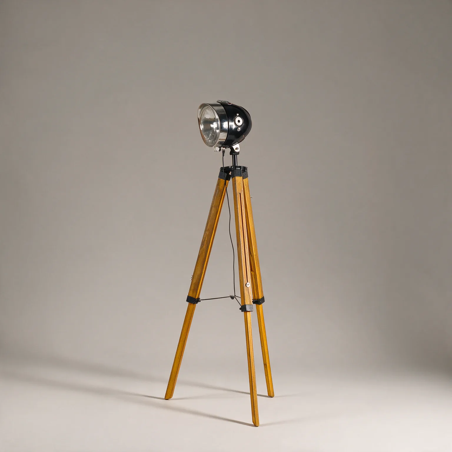 35" Brown Tripod Floor Lamp With Cone, three-quarter view