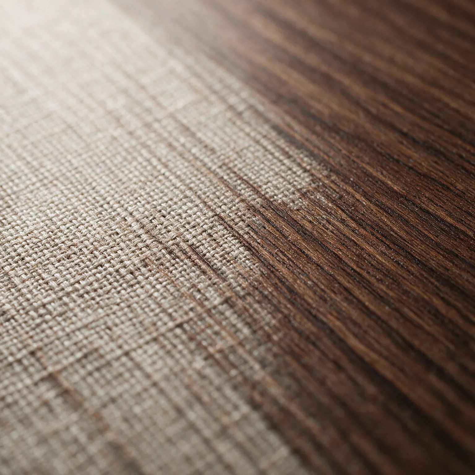 Walnut Wood Finish Linen Fabric Shade Table Lamp, material close-up