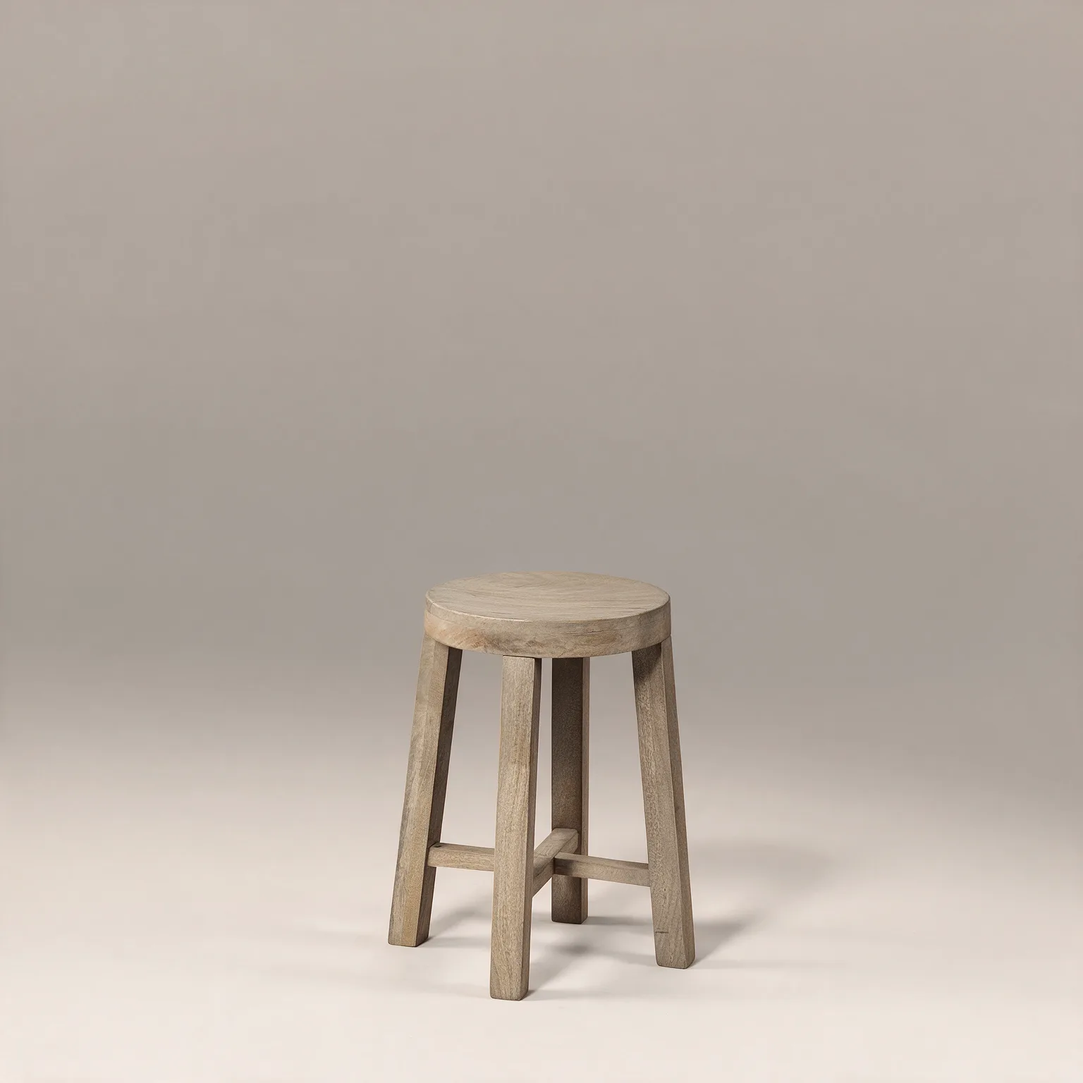 26" Brown Wood Backless Counter Height Bar Chair, three-quarter view