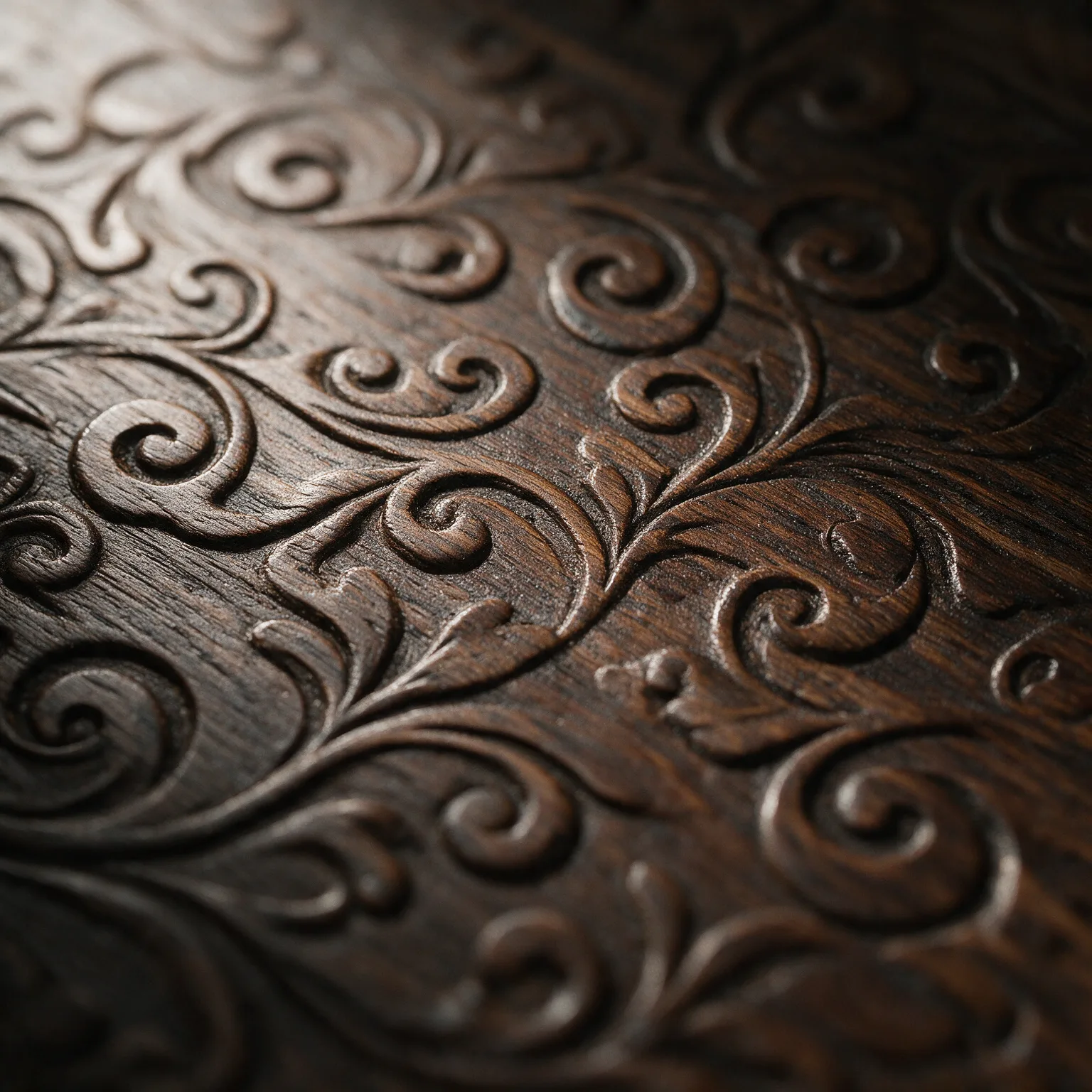 Brown Carved Scroll Wood Decorative Calligraphy Brush, material close-up