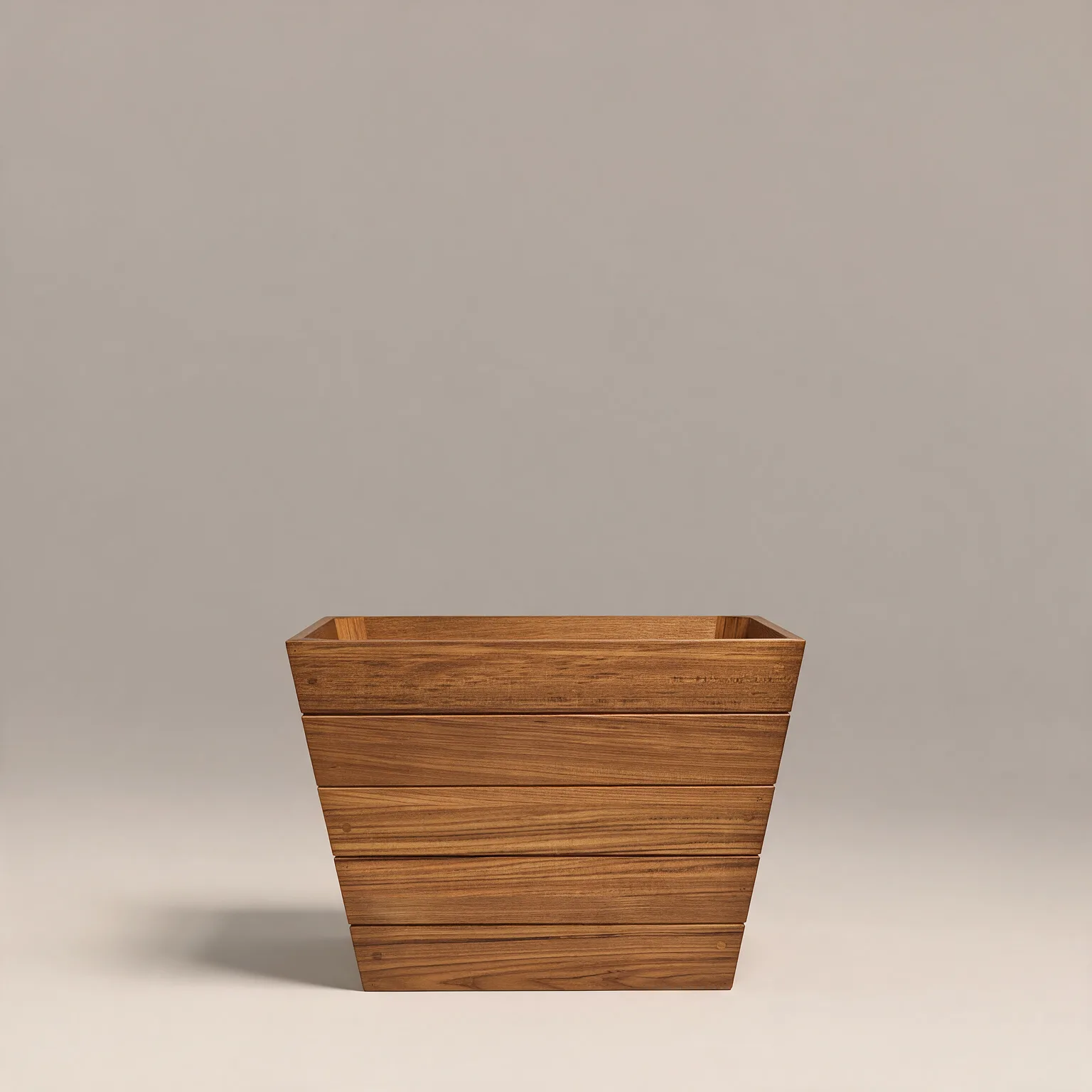 19" Brown Wood Indoor Outdoor Square Planter Box, front view