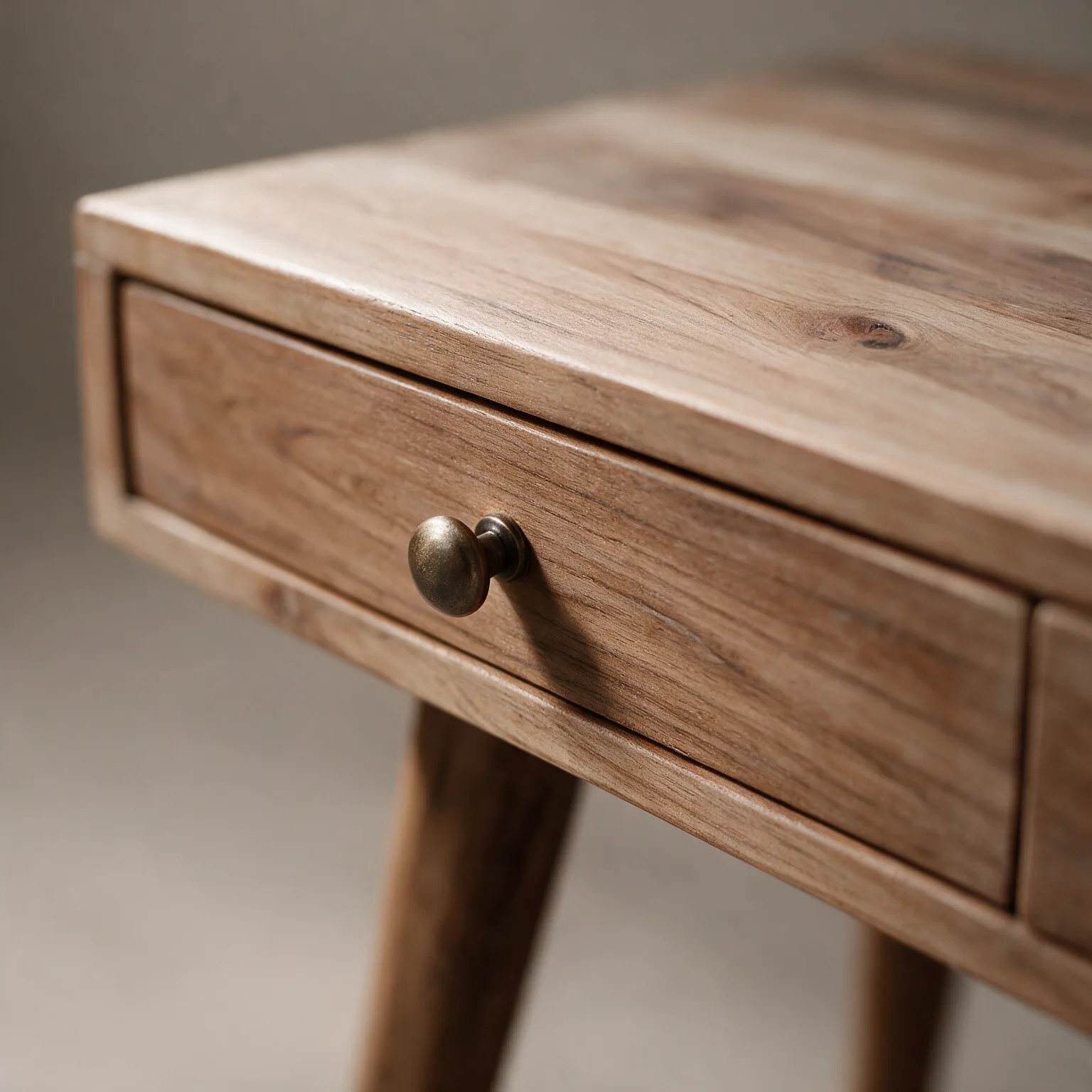 39" Brown Acacia Solid Wood Writing Desk With Three Drawers, detail
