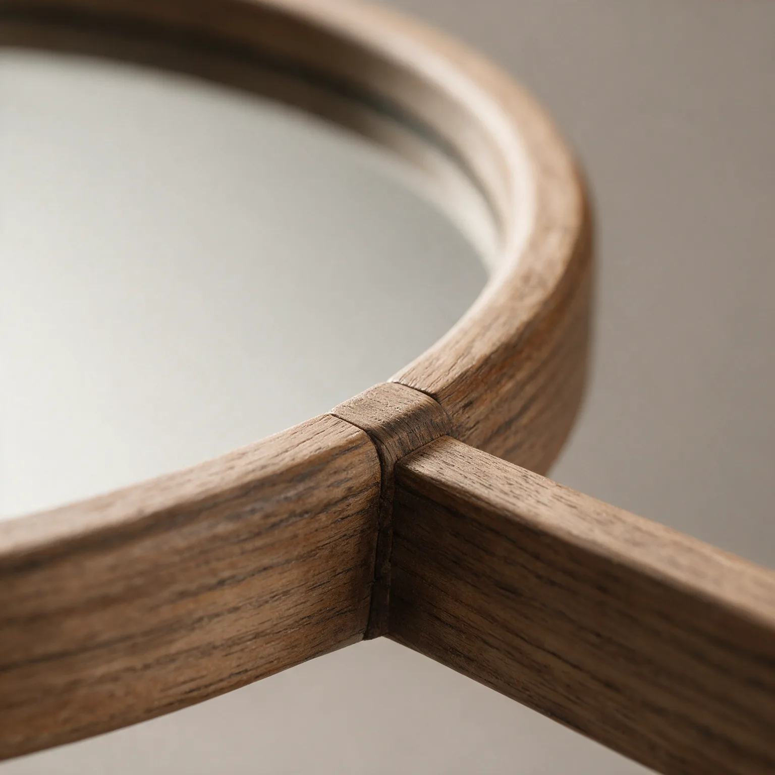 28" Brown Solid Wood Round Framed Accent Mirror, detail