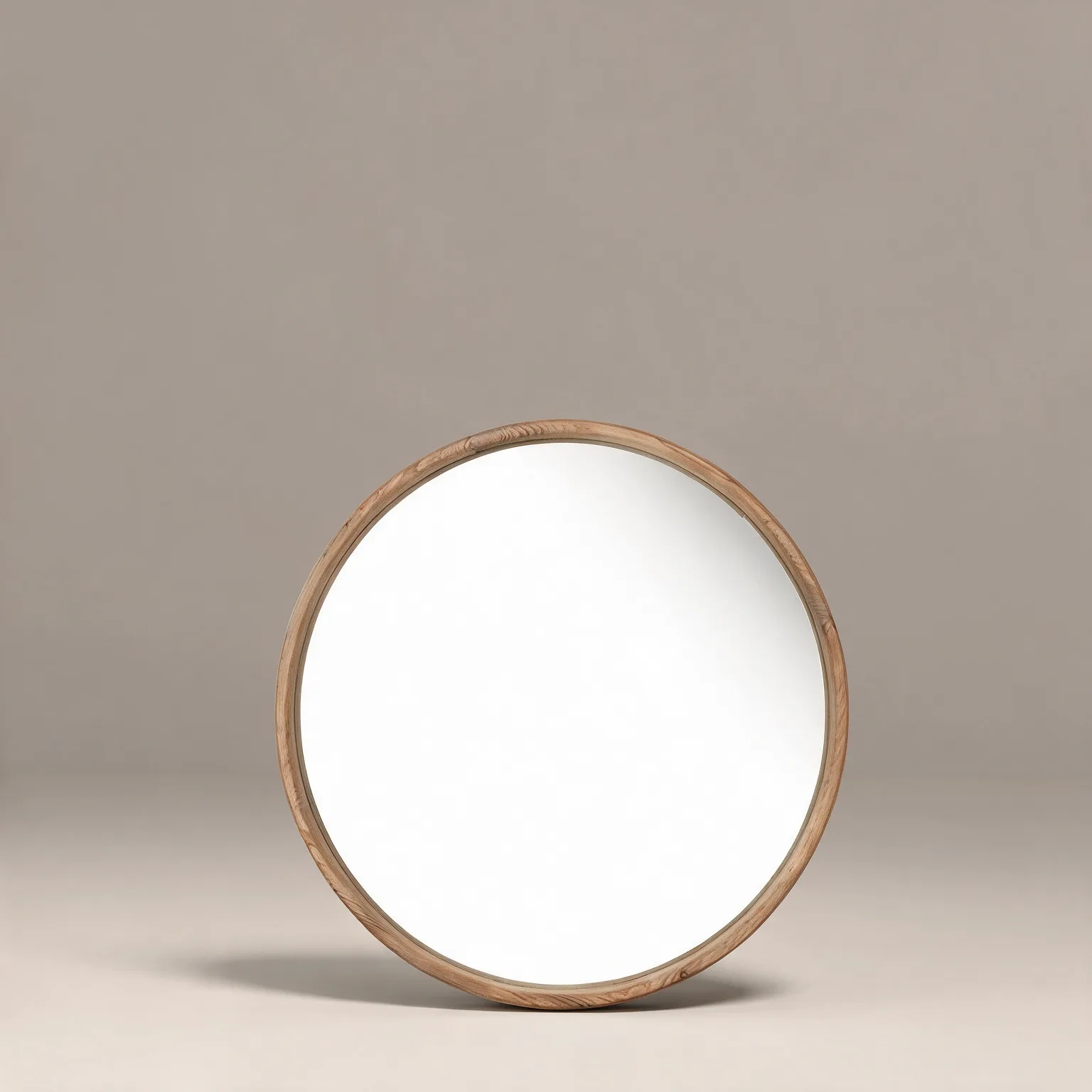 28" Brown Solid Wood Round Framed Accent Mirror, front view