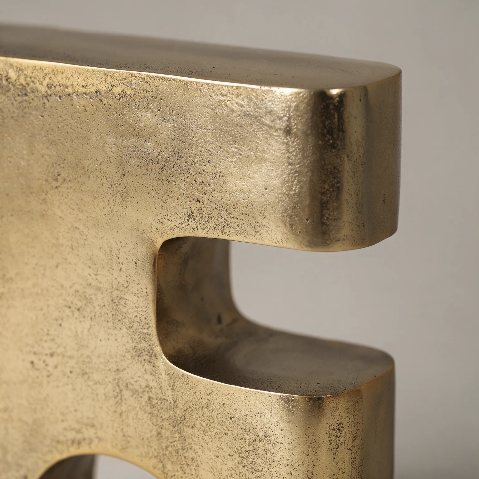 10" Brass Aluminum Tabletop Sculpture, detail