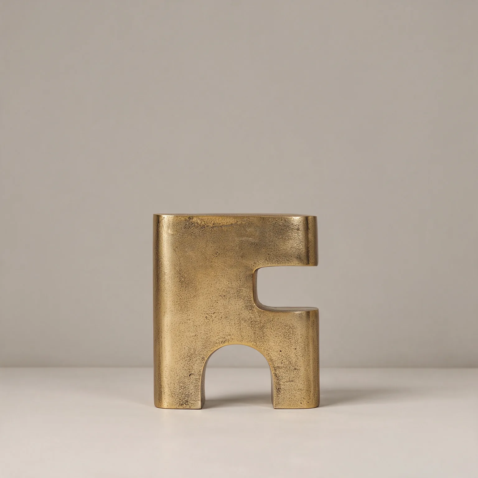 10" Brass Aluminum Tabletop Sculpture, front view