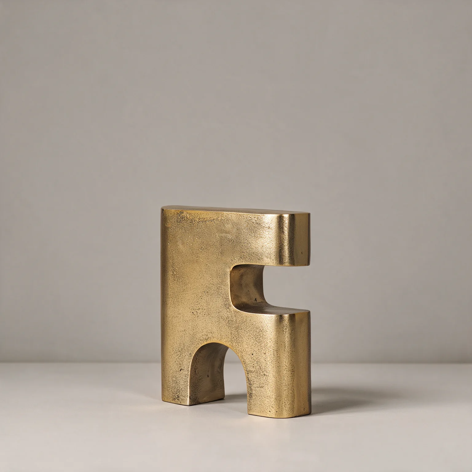 10" Brass Aluminum Tabletop Sculpture, three-quarter view