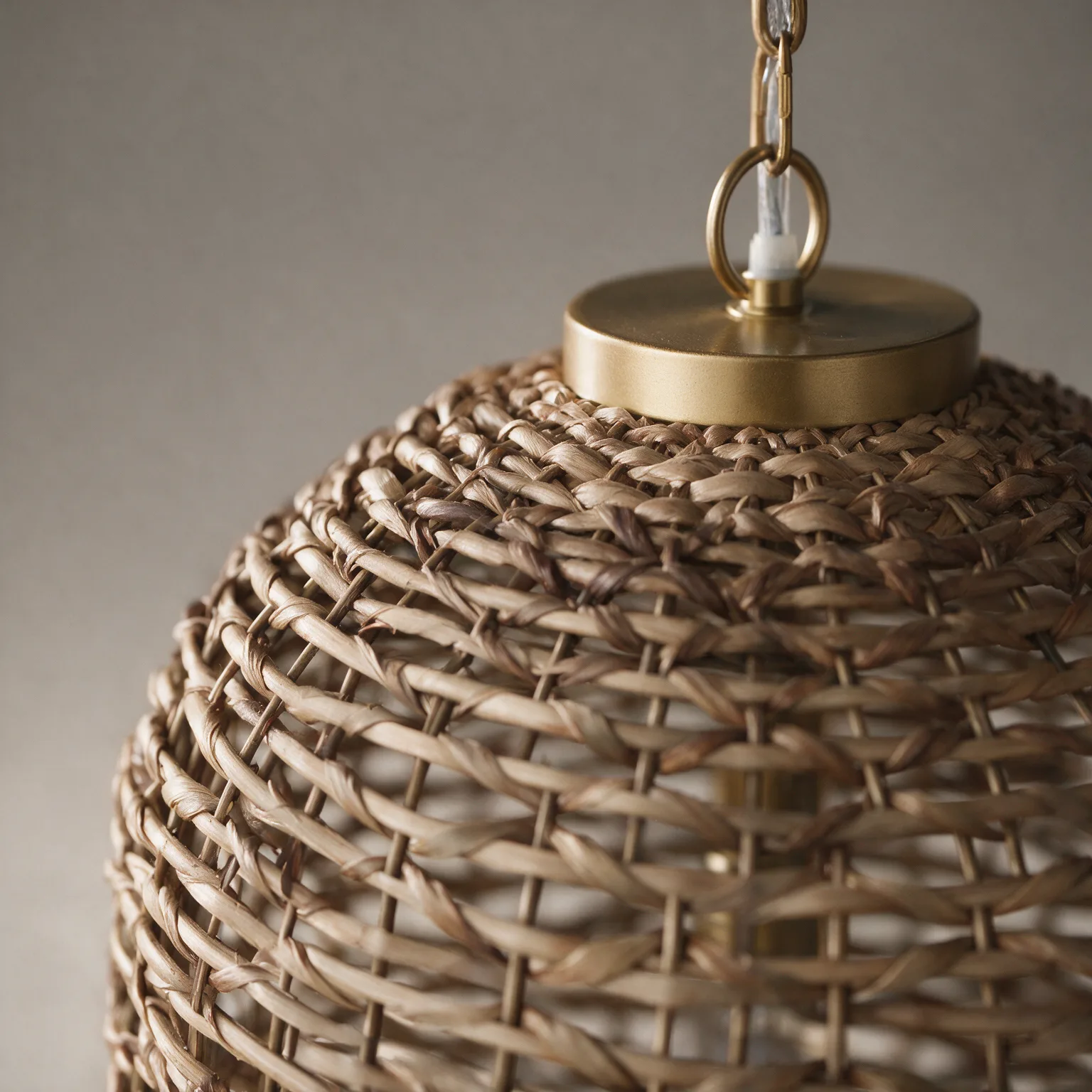 Brown Watergrass Rattan Dimmable Single Pendant Light, detail