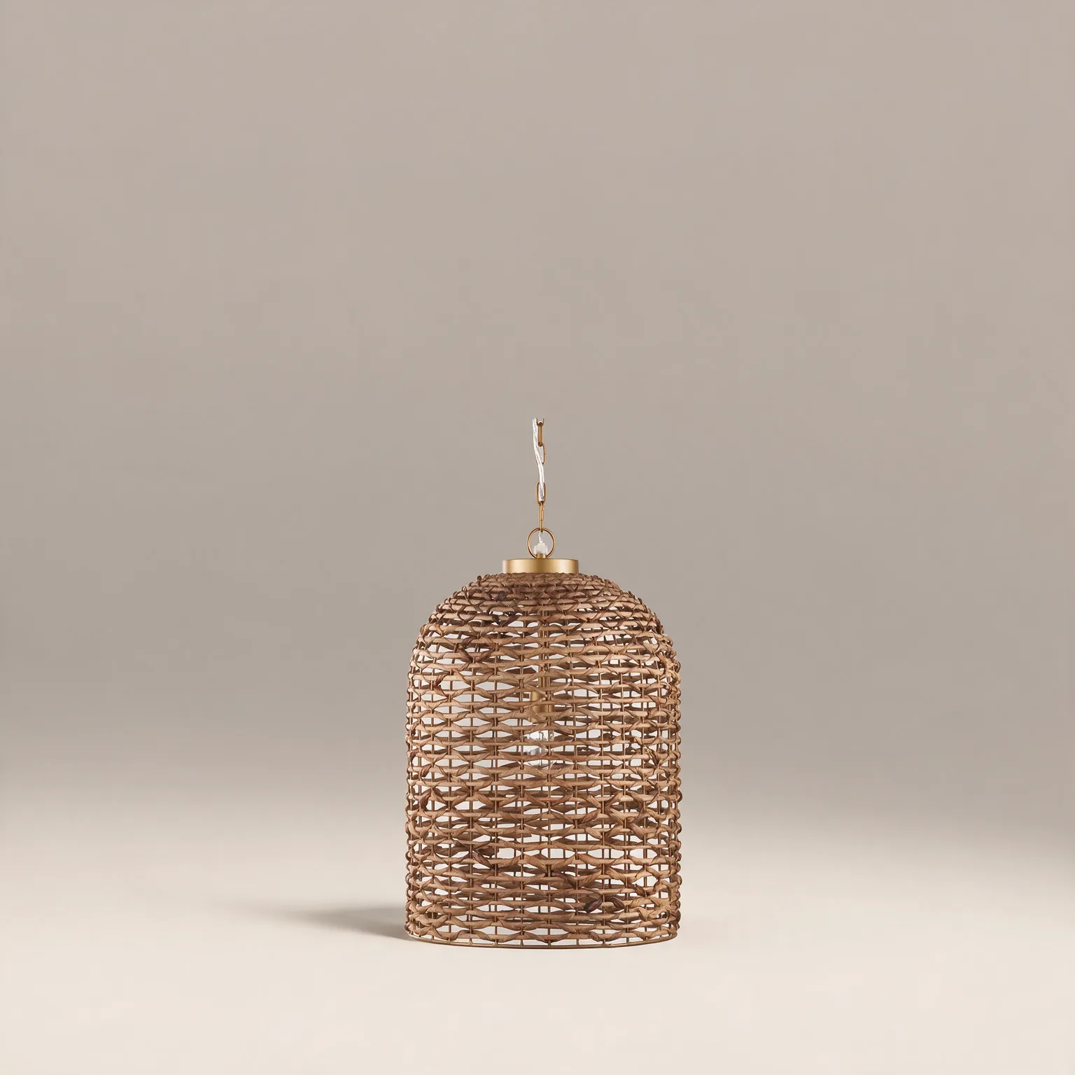 Brown Watergrass Rattan Dimmable Single Pendant Light, front view
